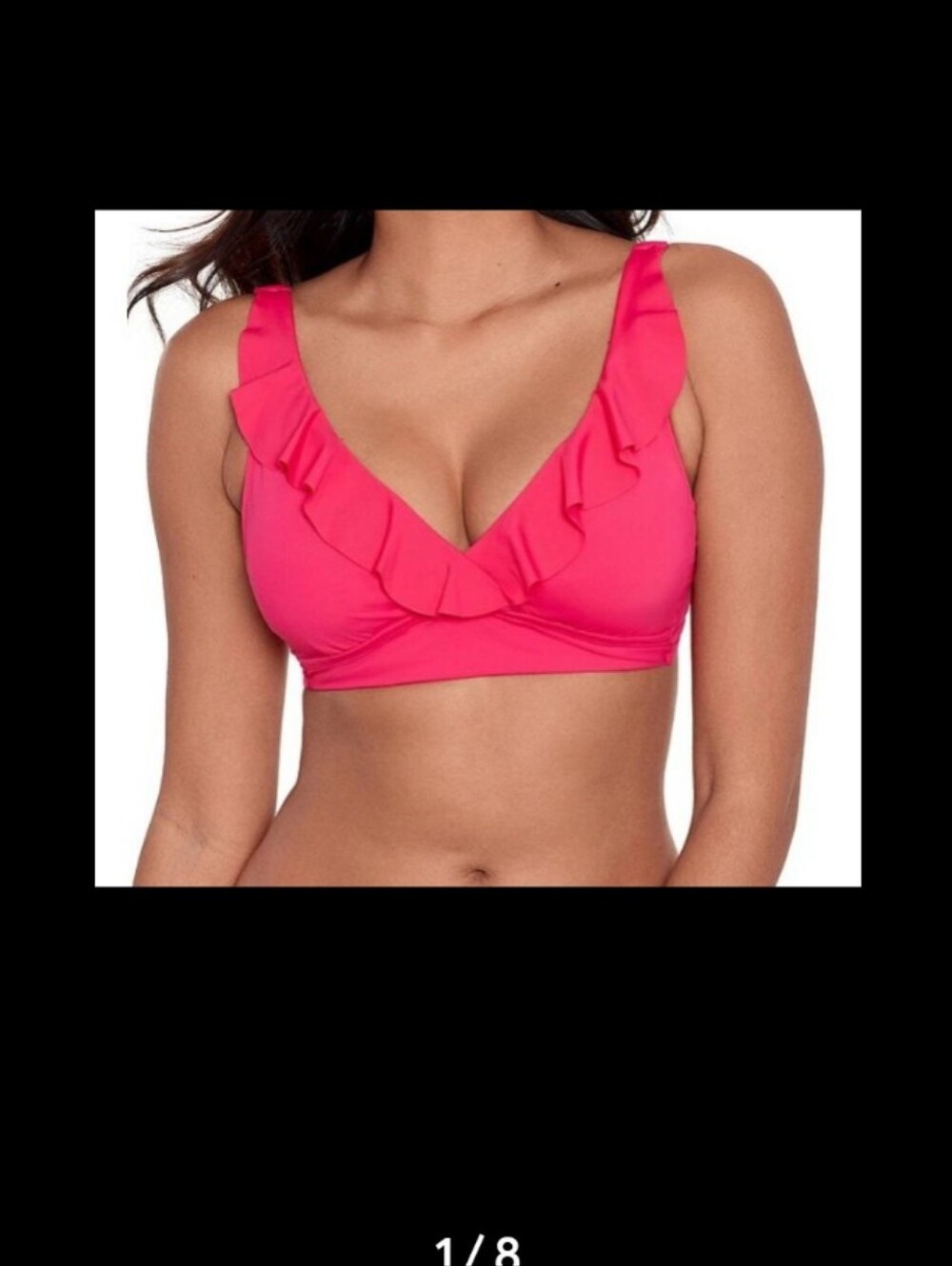 Ralph Lauren Pink Ruffled V-Neck Bikini Top Size 10